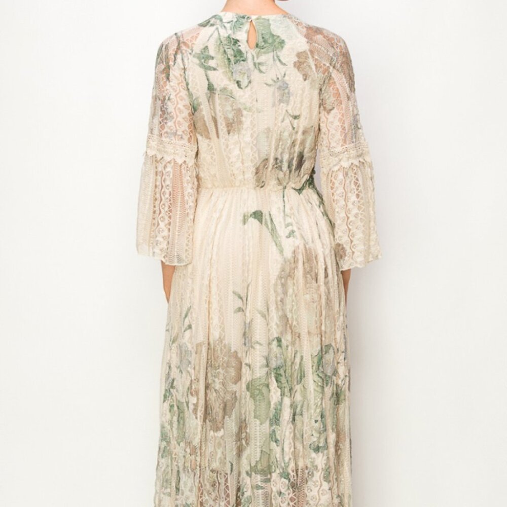 NEW ORIGAMI BIG ROSE all lace & lined maxi bohemian dress MAXI MAGNOLIA SM-3X - Picture 4 of 6